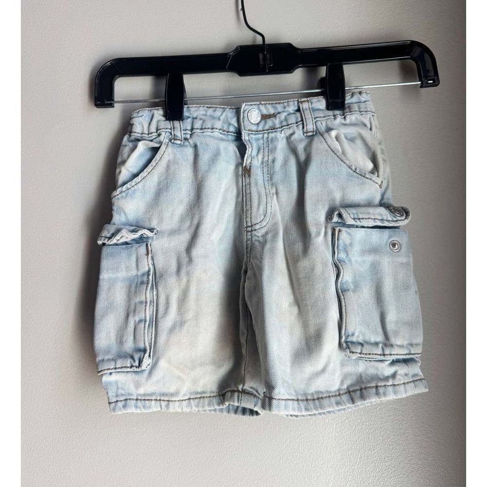 Zara Light Wash Denim Cargo Shorts Streetwear Euro Summer 3T Y2K Scandinavian